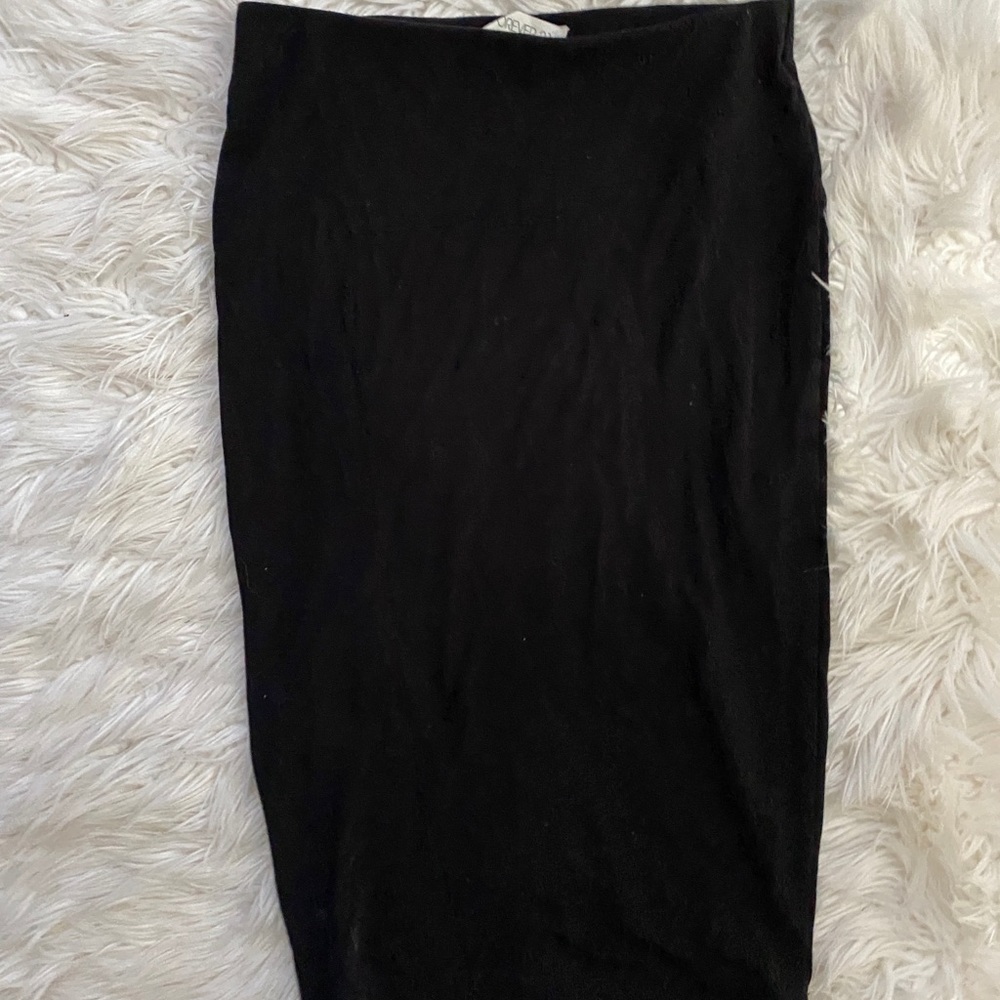 Black cotton midi skirt